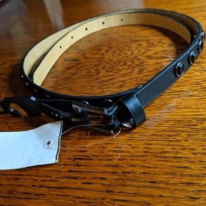 Belt Leather Black Tan Medium Studded